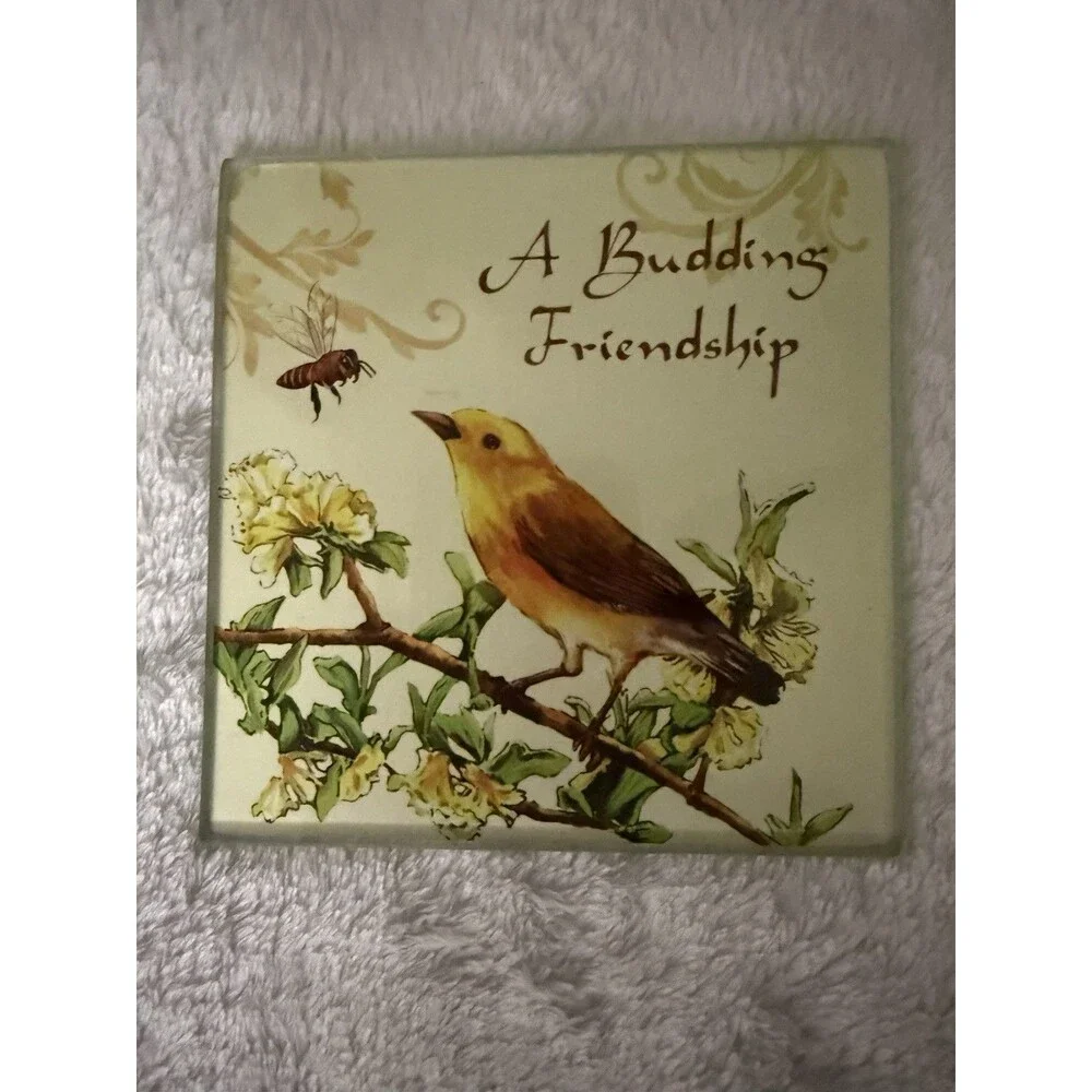 Glass Trivet Cutting Board Bird Floral A Budding Friendship Cottage Decor